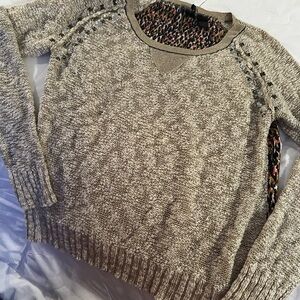 BKE Tan Chunky Knit Crew Neck Sweater